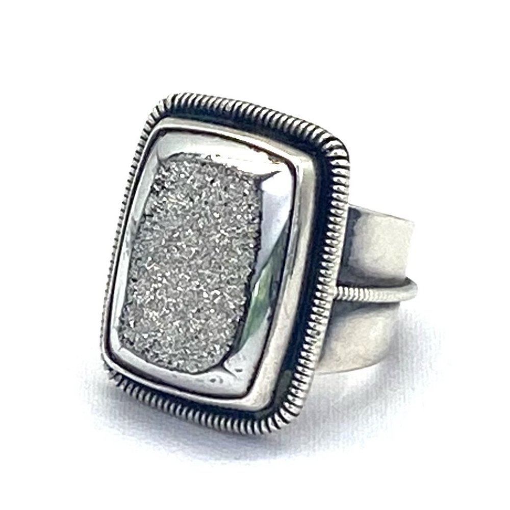 Mars & Valentine Platinum Druzy Ring